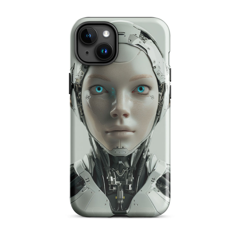 Symmetrical Synth Horizon face in sci-fi style; close-up detail on an iPhone® Tough Case.