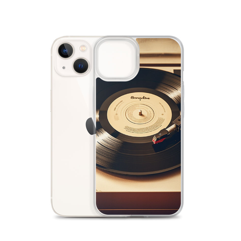 Golden Grooves clear iPhone case standing view showing the full iPhone case design, image 23.