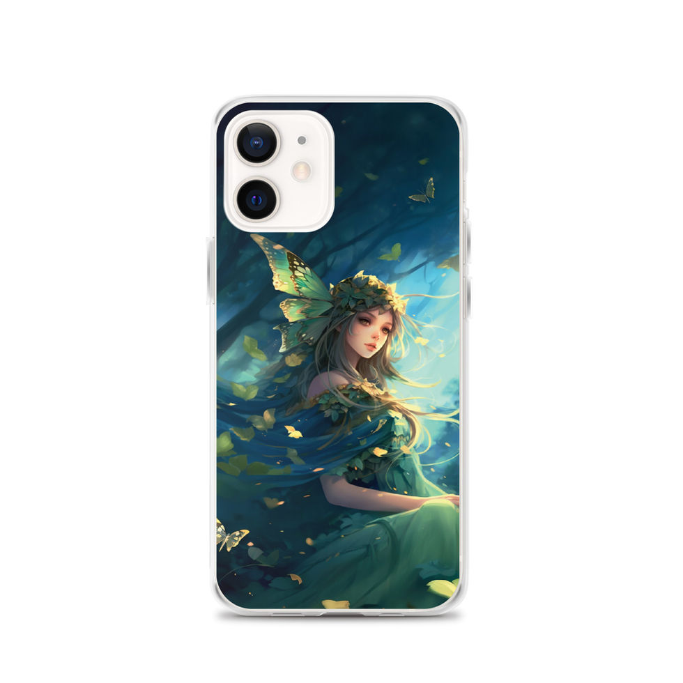 Forest Enchantress iPhone clear case with mystical figure among trees