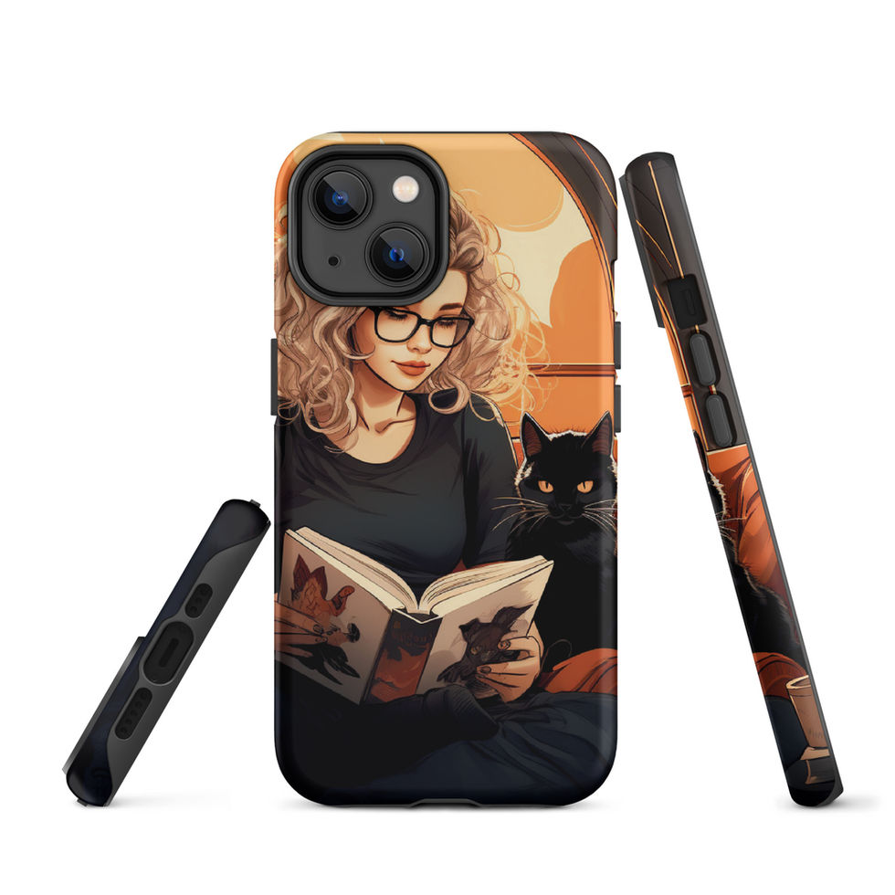 Literary Haven iPhone Tough Case with book and feline silhouette together
