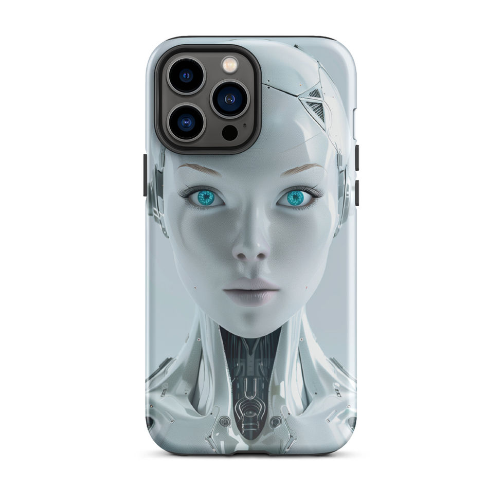 Futuristic female robot portrait printed on a iPhone tough case
