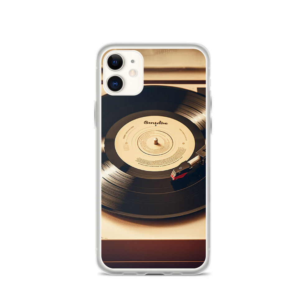 Golden Grooves clear iPhone case side-angled view showing the transparent protective edge, image 6.