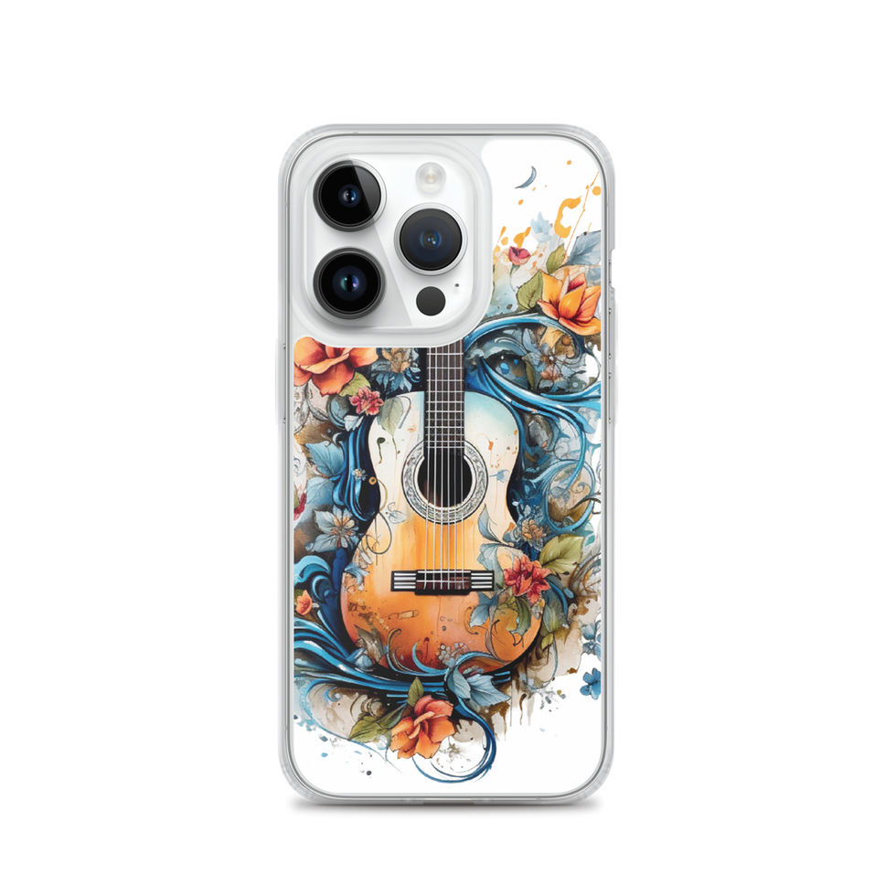 Nature’s Song clear iPhone case clear edge detail in a creative music workspace, showing the floral music artwork, image 28.