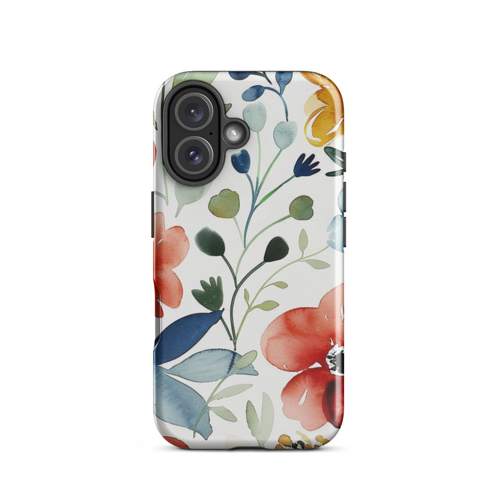Watercolour Bloom tough case for iPhone 16 Plus, protective orange-and-green floral painting, image 21