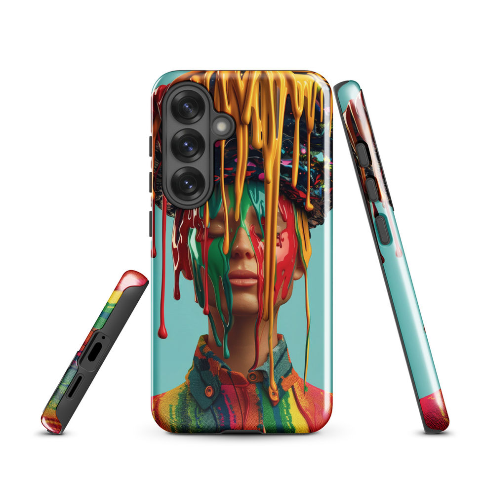 Drip Royale tough Samsung Galaxy case with vivid neon paint-drip portrait, close-up artwork detail, preview 11