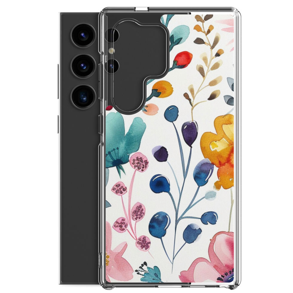 Whimsy Flora clear floral case for Samsung Galaxy S25, transparent rear view