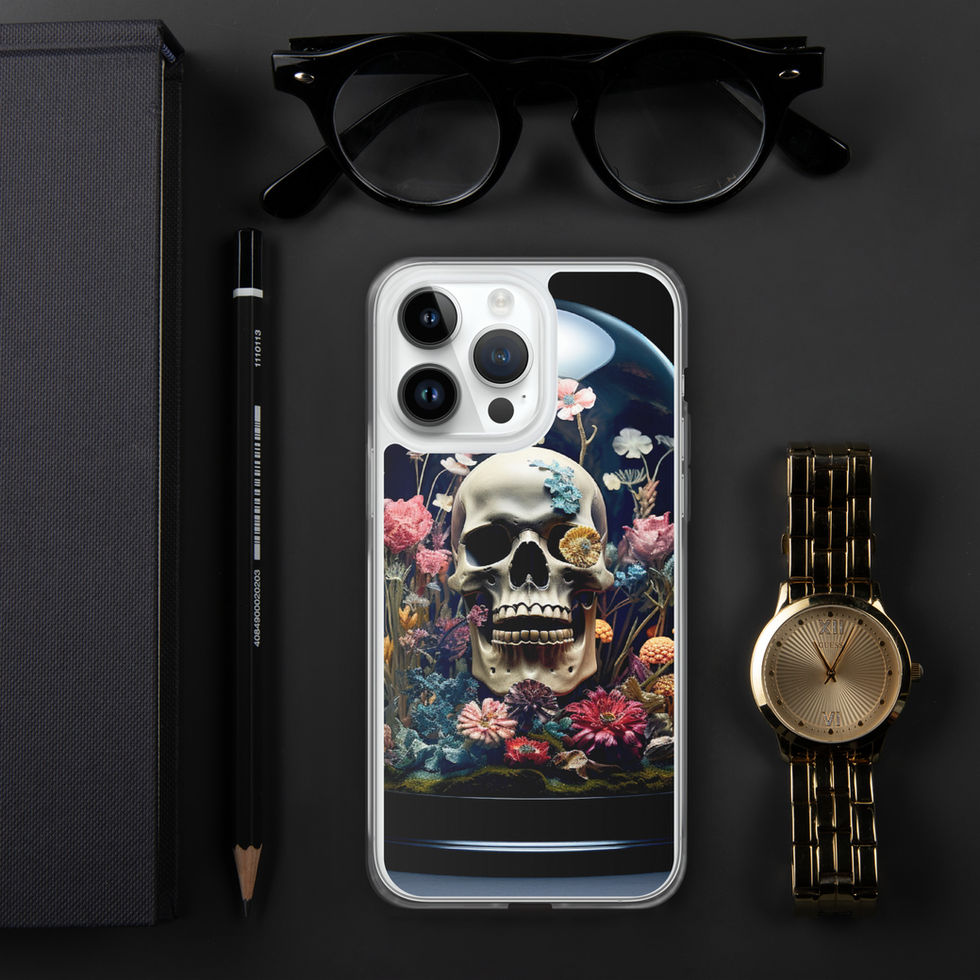 Product image of Eternal Bloom iPhone clear case showing rose clusters around the lower jaw