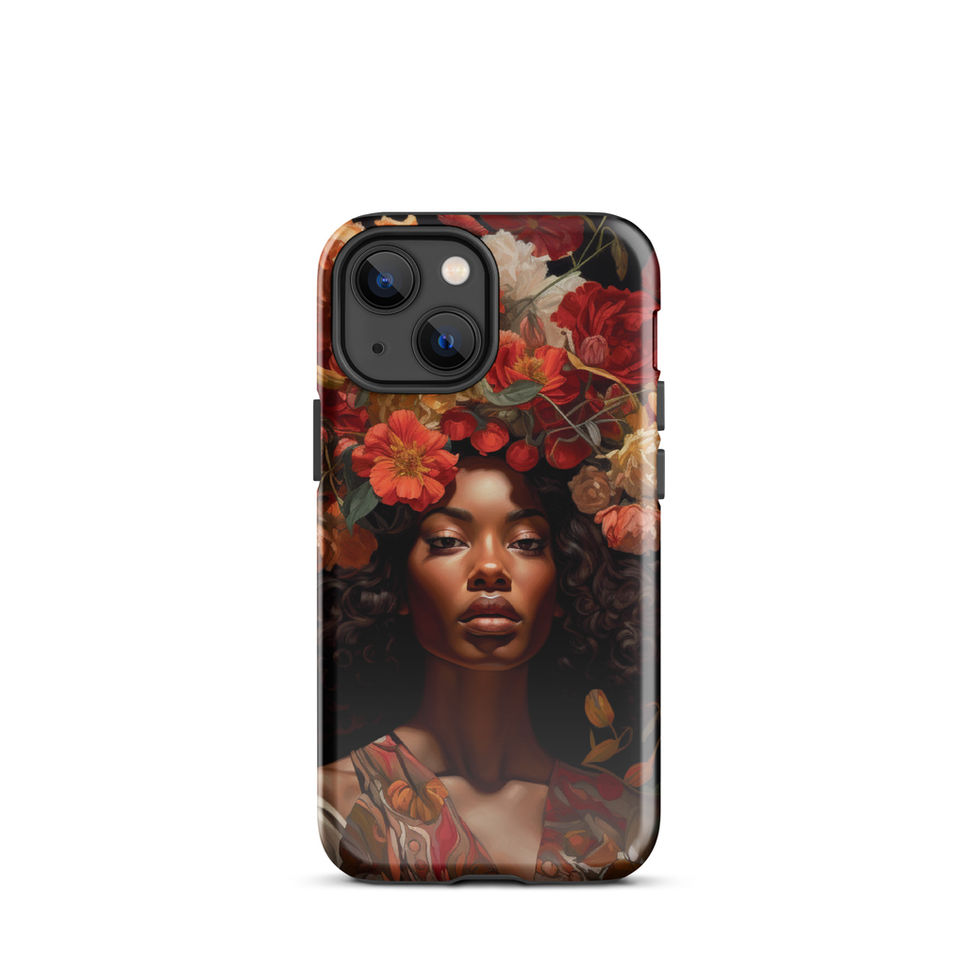 Everyday iPhone 13 case featuring natural beauty framed by abundant petals