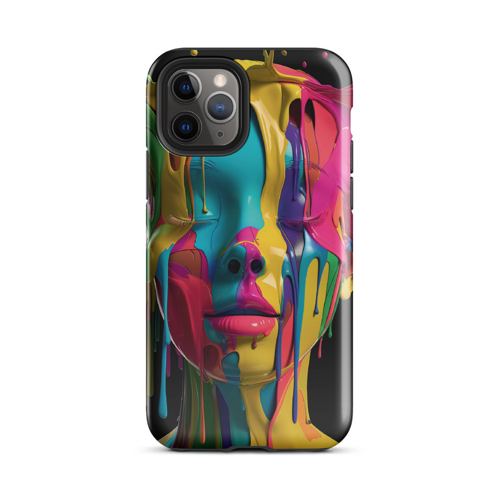 Neon Drip Queen tough case for iPhone with vivid neon portrait artwork, left angle, image 3