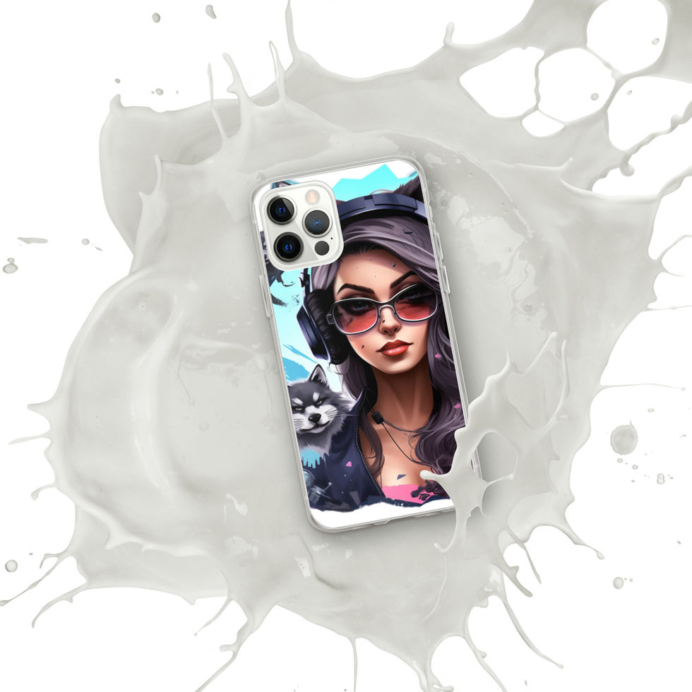Shadow Huntress iPhone clear case with soft magenta highlights