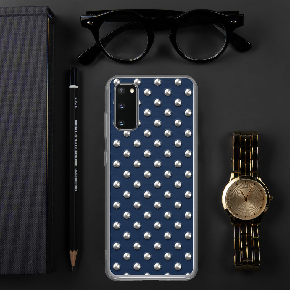 Midnight Silver Dots clear case for Samsung Galaxy S20, silver-look dots on navy blue