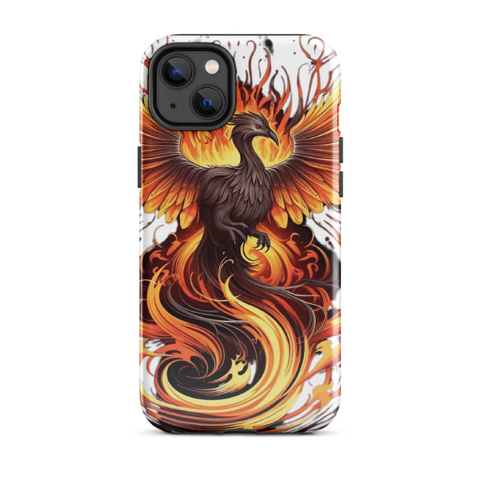 Rising eagle-mockup-14 showing Inferno Rise artwork on an iPhone tough phone case