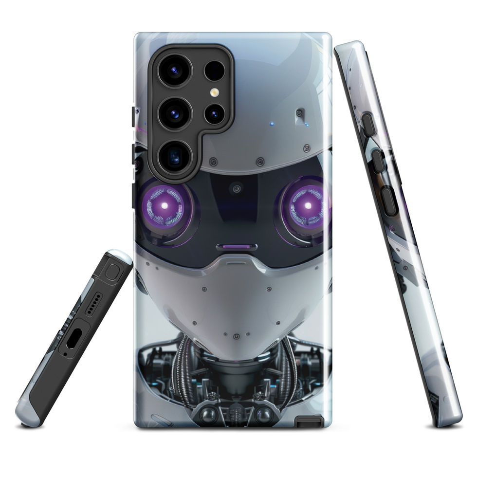 Futuristic child android displayed on a impact-resistant Samsung shell lifestyle photo