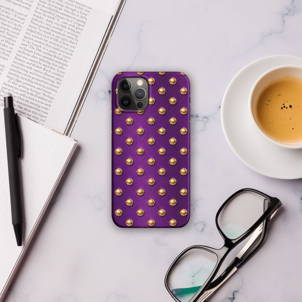 Plum Royale Dots snap case for iPhone 12 Pro, gold-look dots on plum purple