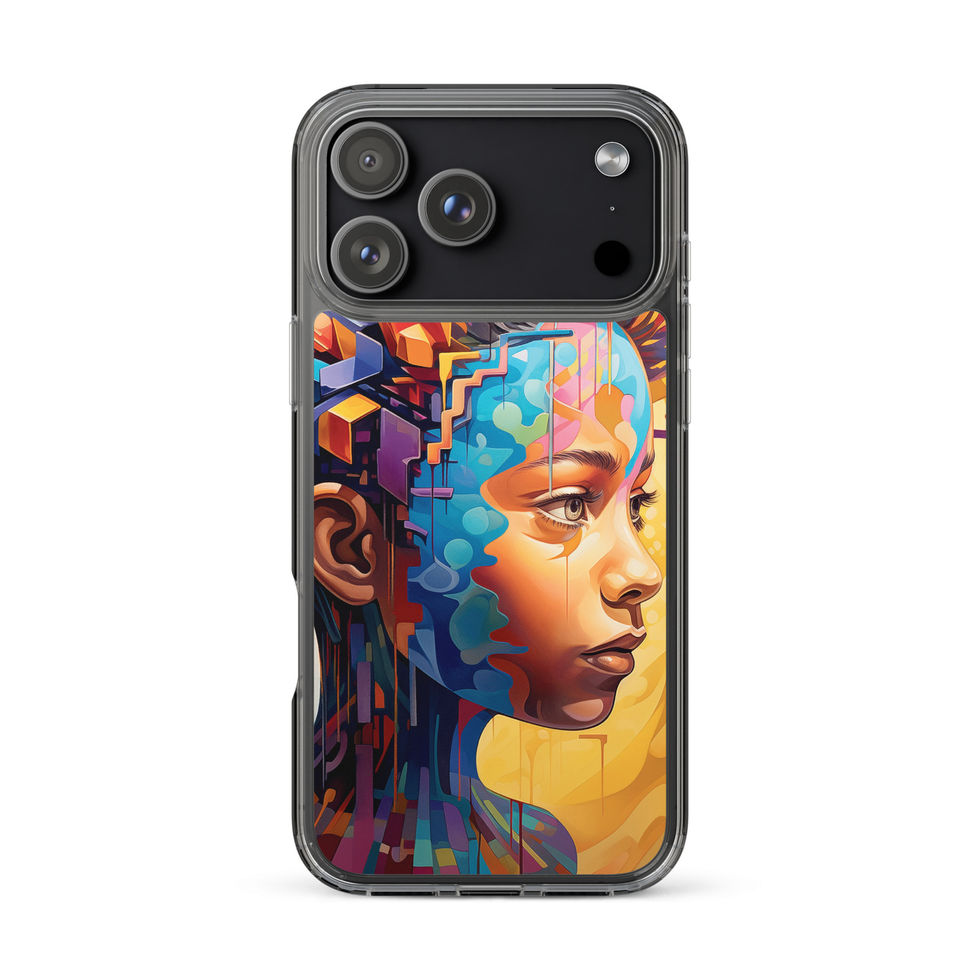 Visionary Mind clear iPhone case with imaginative surreal brain art, slim clear case view, image 48