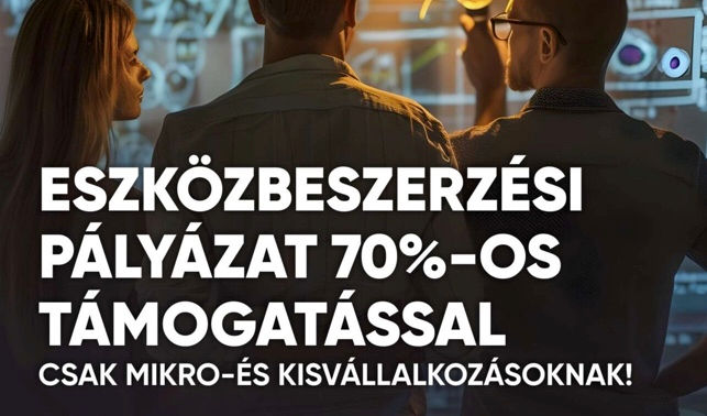 Eszközbeszerzési pályázat 70%-os támogatással.KKV-k innovációs képességének támogatása (GINOP Plusz 2.1.3-24) 
