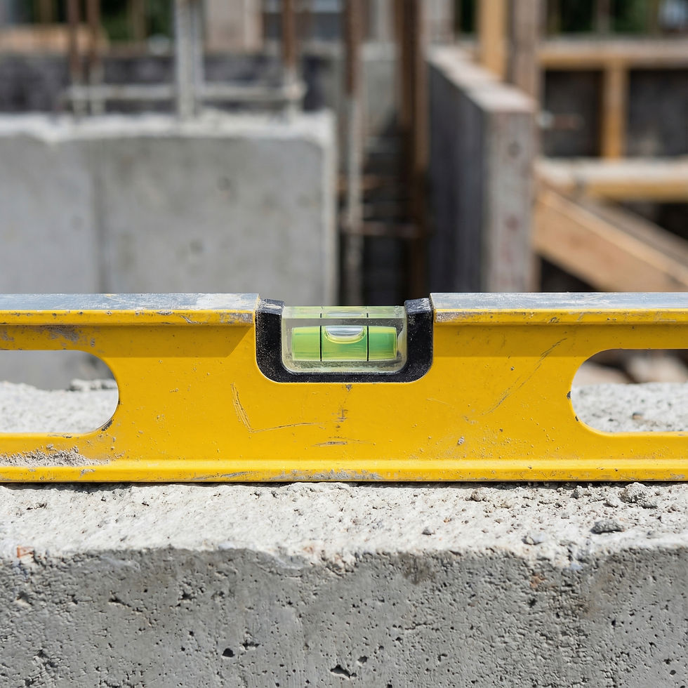 Inspeção técnica de qualidade e nivelamento em obra de construção civil