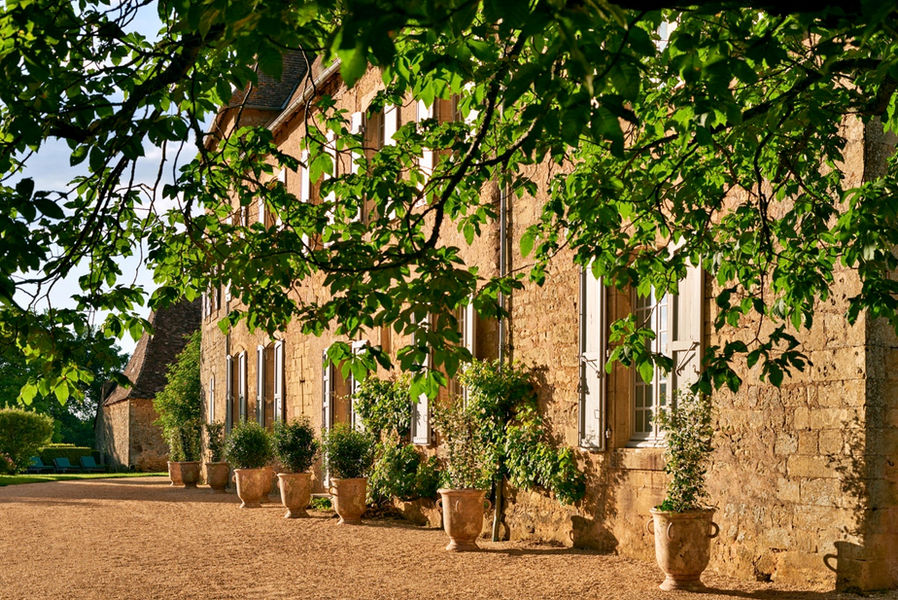 Historic stone chateau at luxury women's retreat in France. 