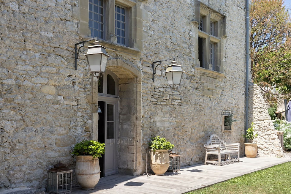 The front door of a stone villa in Provence. 
