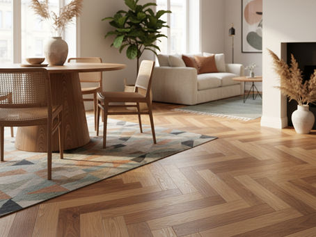 living room interior showcasing wood flooring