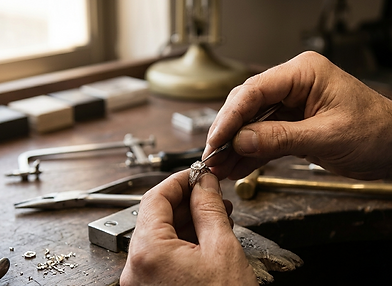 Manos tomando anillo en nuestro taller de joyeria en Vitacura.png