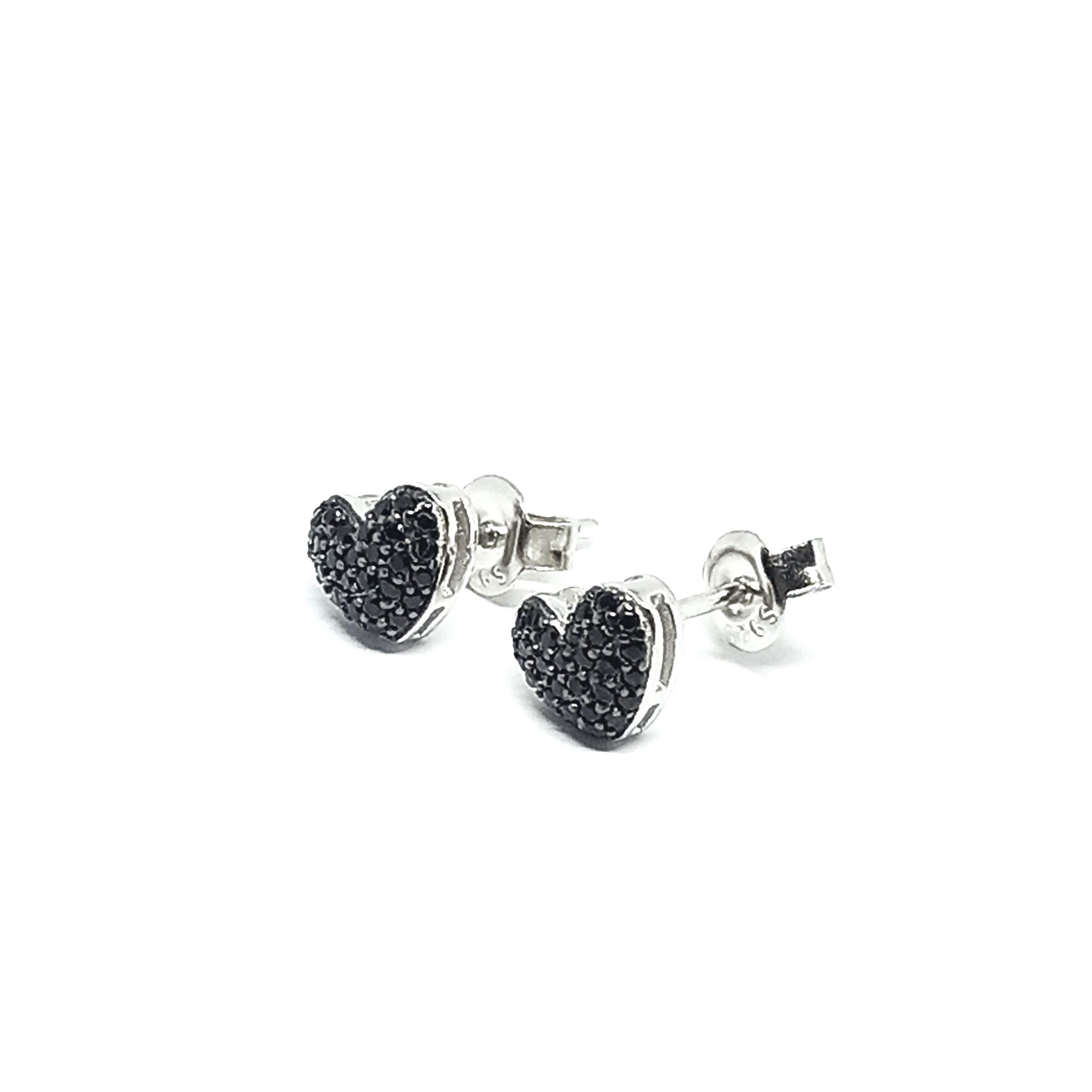 Aros de plata Corazon pave Black