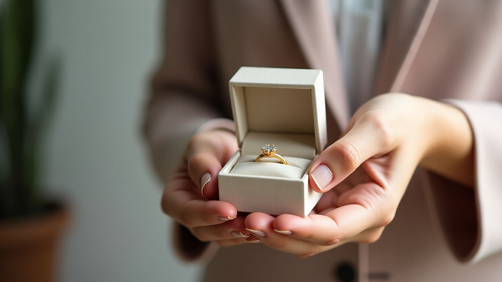 Caja de Anillo de Compromiso entregado en nuestra joyería en Lo Castillo, Vitacura