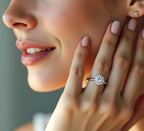 mano femenina con anillo de compromiso de oro 18k diseño exclusivo de joya vitacura