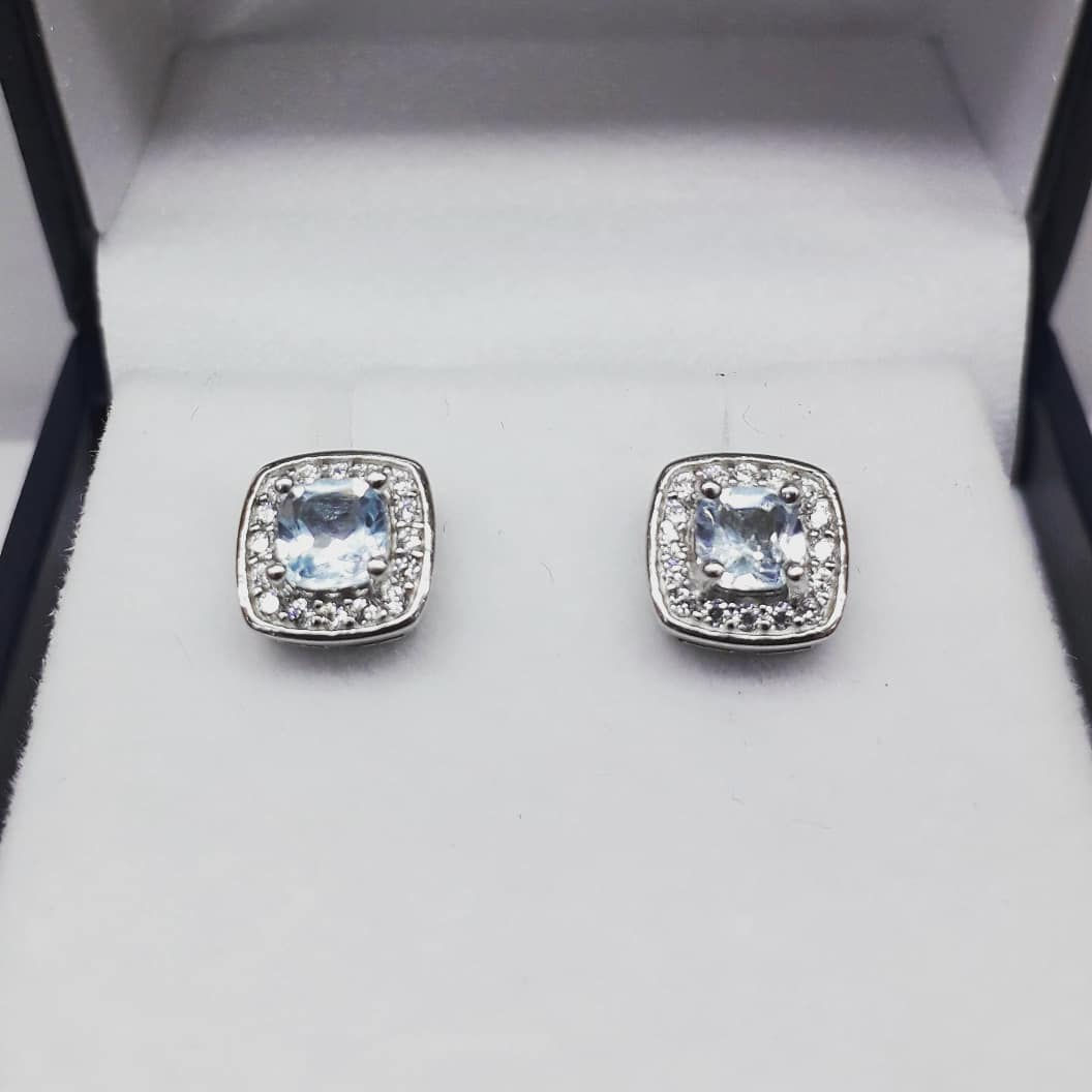 Aros de plata Aqua Marine