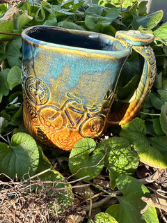 Buy Sanaz Busink unique handcrafted custom pottery bicycle and bike mugs