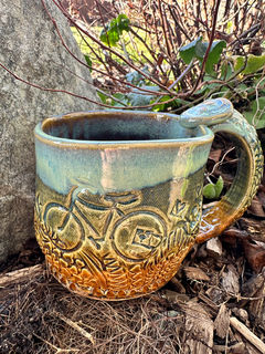 Buy Sanaz Busink unique handcrafted custom pottery bicycle and bike mugs