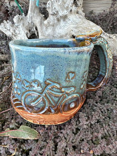 Buy Sanaz Busink unique handcrafted custom pottery bicycle and bike mugs