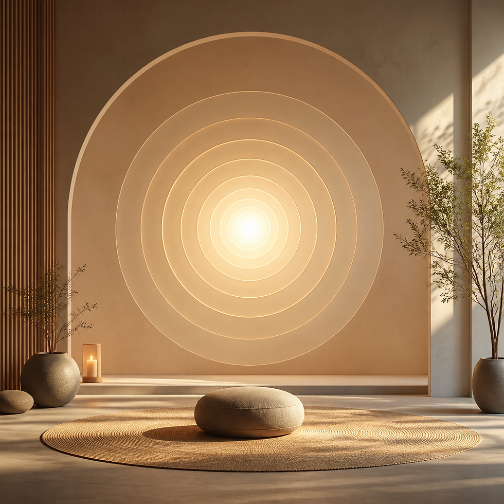 Abstract illustration of self-awareness and inner growth through expanding light circles