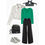 Thumbnail: Outfit featuring black jeans, a green long-sleeve top, and a white moto jacket. Paired with a matching green choker for a bold, stylish look.
