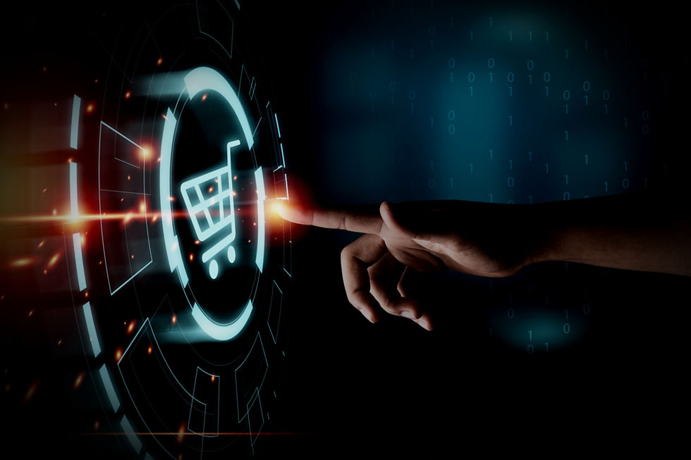 hand-touching-virtual-info-graphics-with-trolley-cart-icons-technology-online-shopping-bus