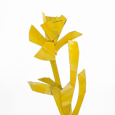 Daffodil sculpture made of Painted cardboard