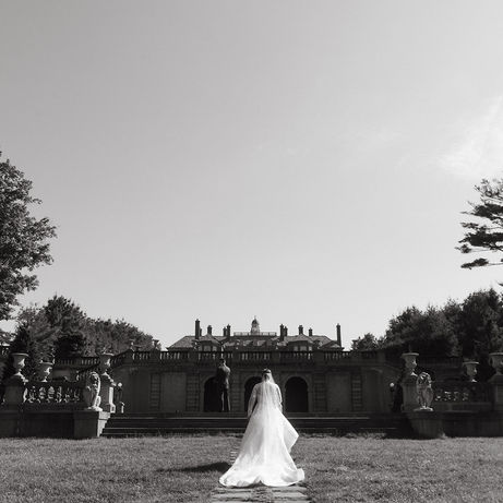 Lauren in her wedding dress at the estate venue