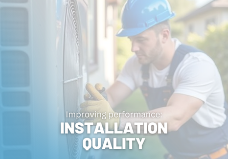 HVAC technician installing an outdoor heat pump unit, highlighting the importance of installation quality for system performance and long-term reliability.