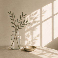 a vase and dish on a table