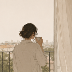 A woman staring out a window