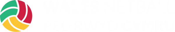 Colourful abstract logo with green, red, yellow and black colours. The Wales Netball logo.