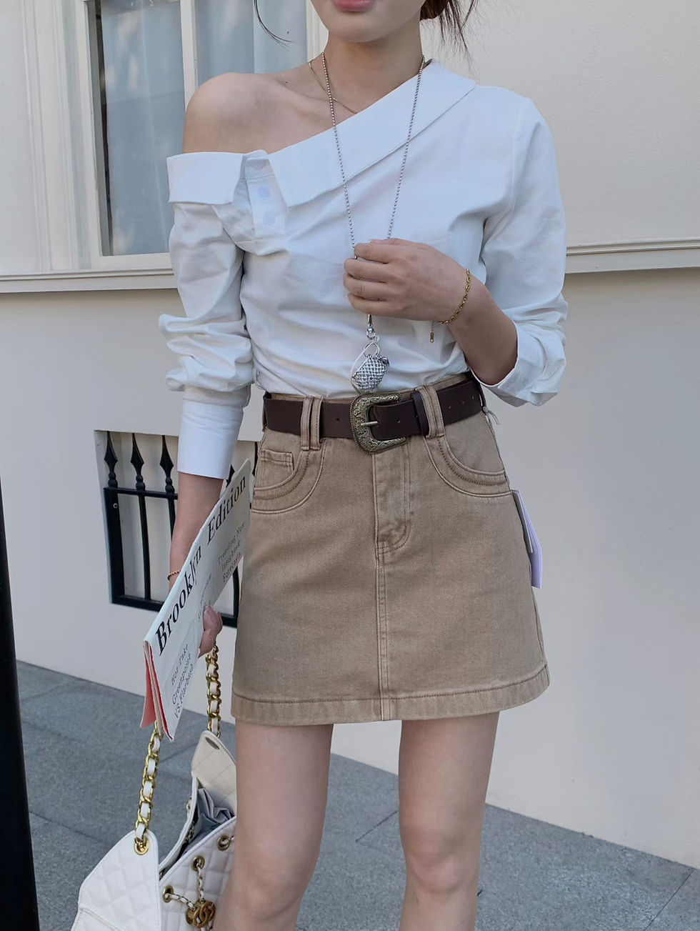Thumbnail: Korea Chic Khaki Skirt