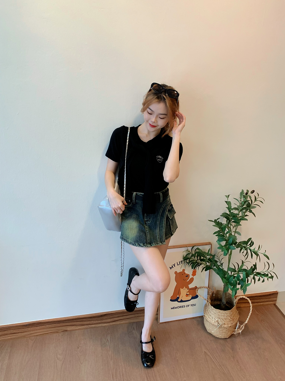 Thumbnail: Denim Skort [ Free Belt ]