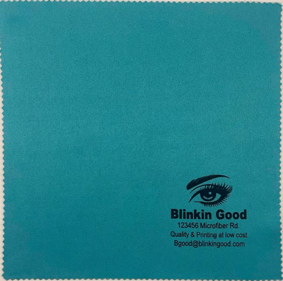 Custom Printed Teal Microfiber Cloth (1 = 100 cloths)