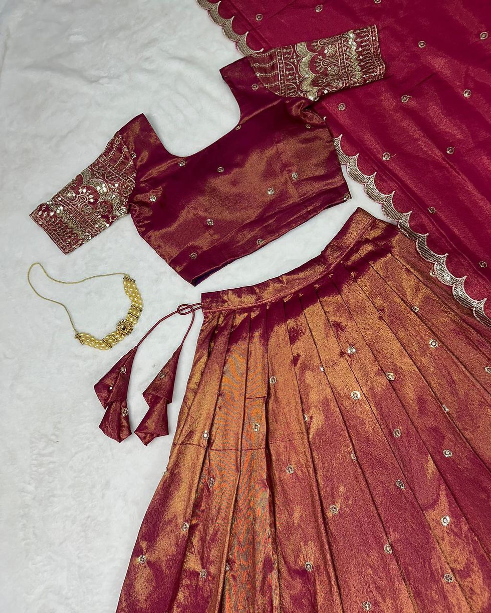 Thumbnail: South Tissue Silk Embroidered Blouse – Sequin Work & Elegant Back-Hook Design