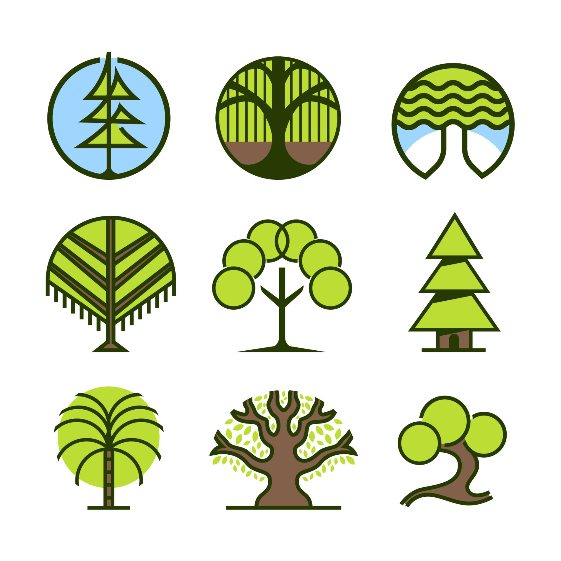 Logo Trees Logo Set