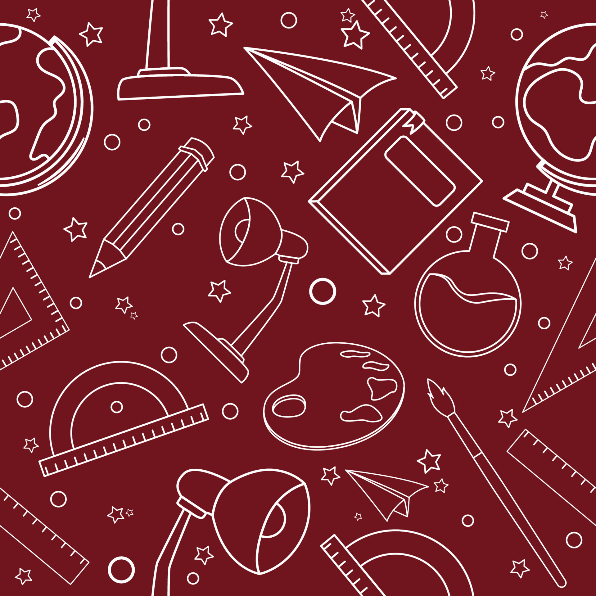 Seamless School Suplies Outline Background