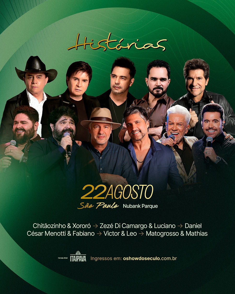 Após reunir milhares de pessoas em Goiânia, projeto desembarca na capital paulista com Chitãozinho & Xororó, Zezé Di Camargo & Luciano, Daniel, César Menotti & Fabiano, Victor & Leo e Matogrosso & Mathias, no dia 22 de agosto, no Nubank Parque