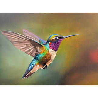 Student artwork showcasing richly saturated hues and smooth bokeh background.