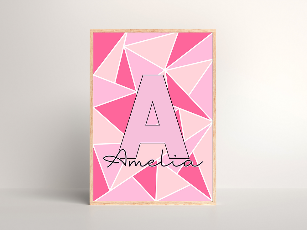 Personalised Geometric Wall Print - Custom Initial Print